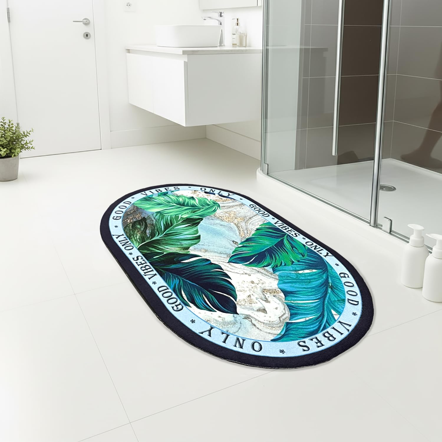 Rubber Doormat Anti Slip (Good Vibes Design ,35x58 cm)