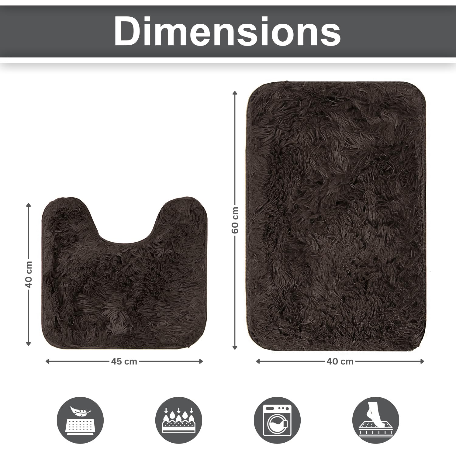 Marino Fur Contour Bath Mat (Cocoa 40x60 cm & 40x45)