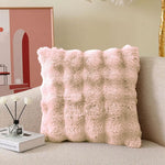 Rabbit Fur Bubble Cushion Cover (16x16 Inch Peach)