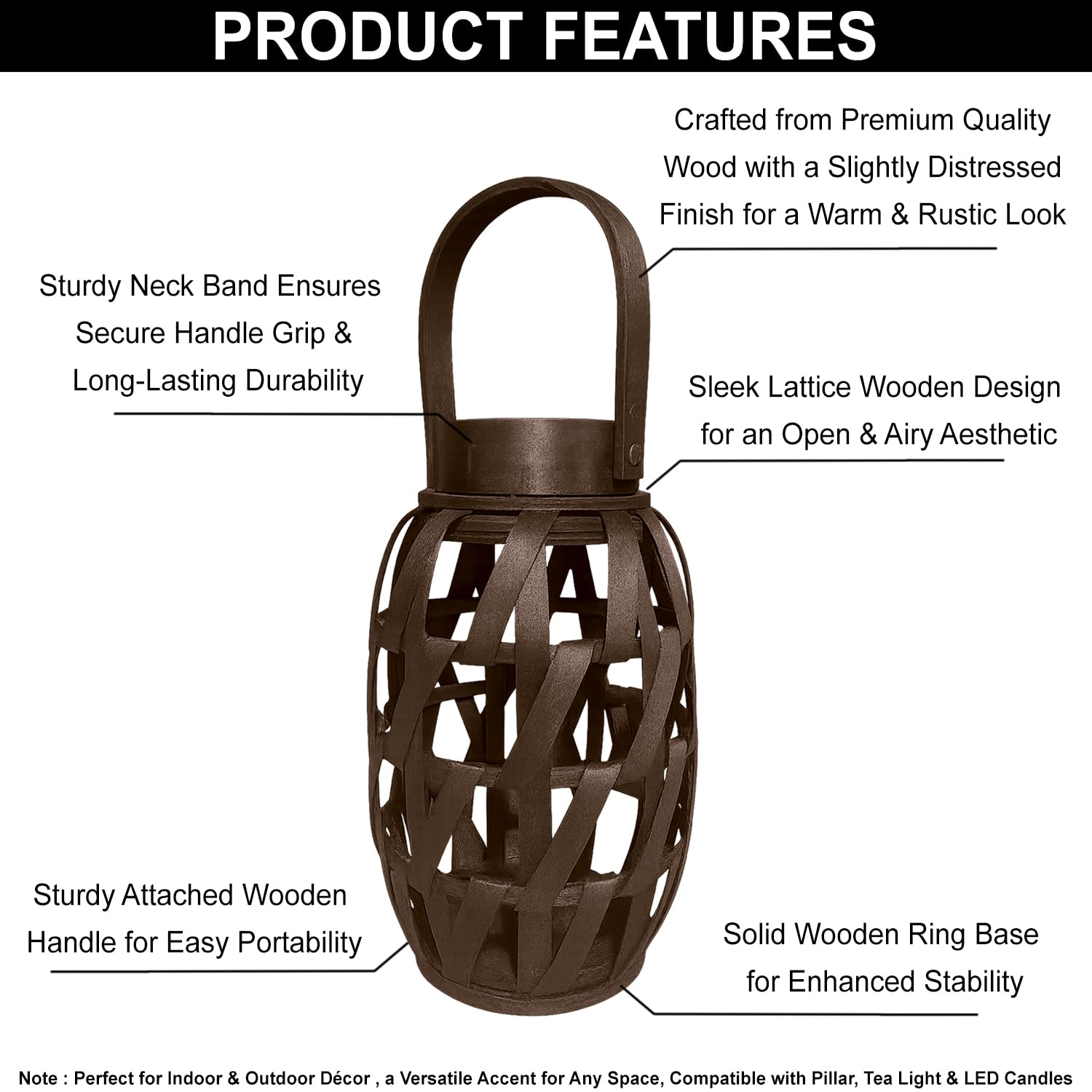 Bamboo Woven Lantern ( 24x16x16 cm ) Brown