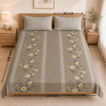 King Size Double Bedsheet with 2 Pillow Covers Premium  Rose Stripe Printed 108x108 inch