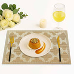 Luxe Home International PVC Vinyl Curves Design Placemat ST10000TH – Heat Resistant, Wipe Clean, Anti-Skid Table Mats for Dining Table, Kitchen & Home Decor (30x45 CM Gold Set of 6)