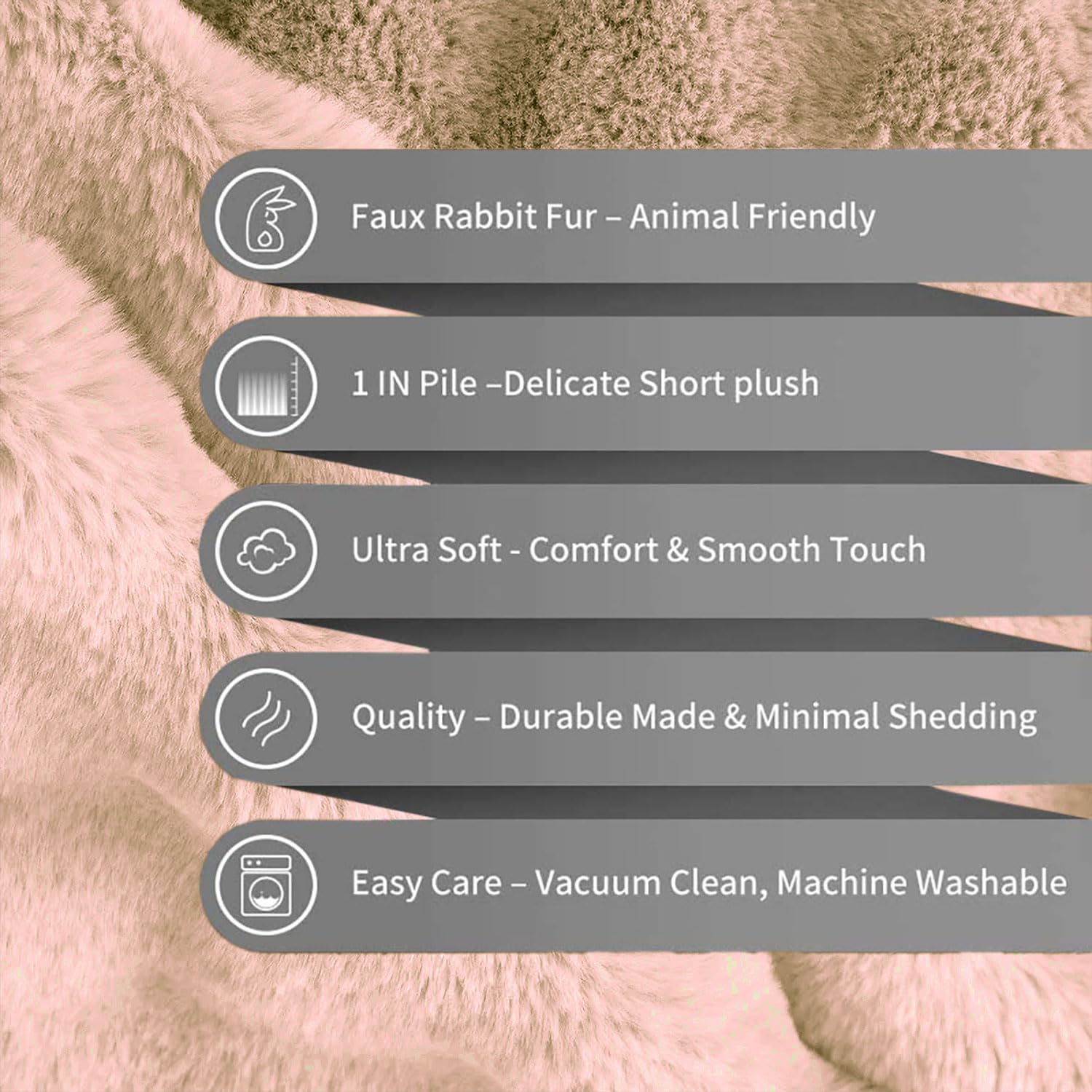 Rabbit Fur Bubble Cushion Cover (16x16 Inch Peach)