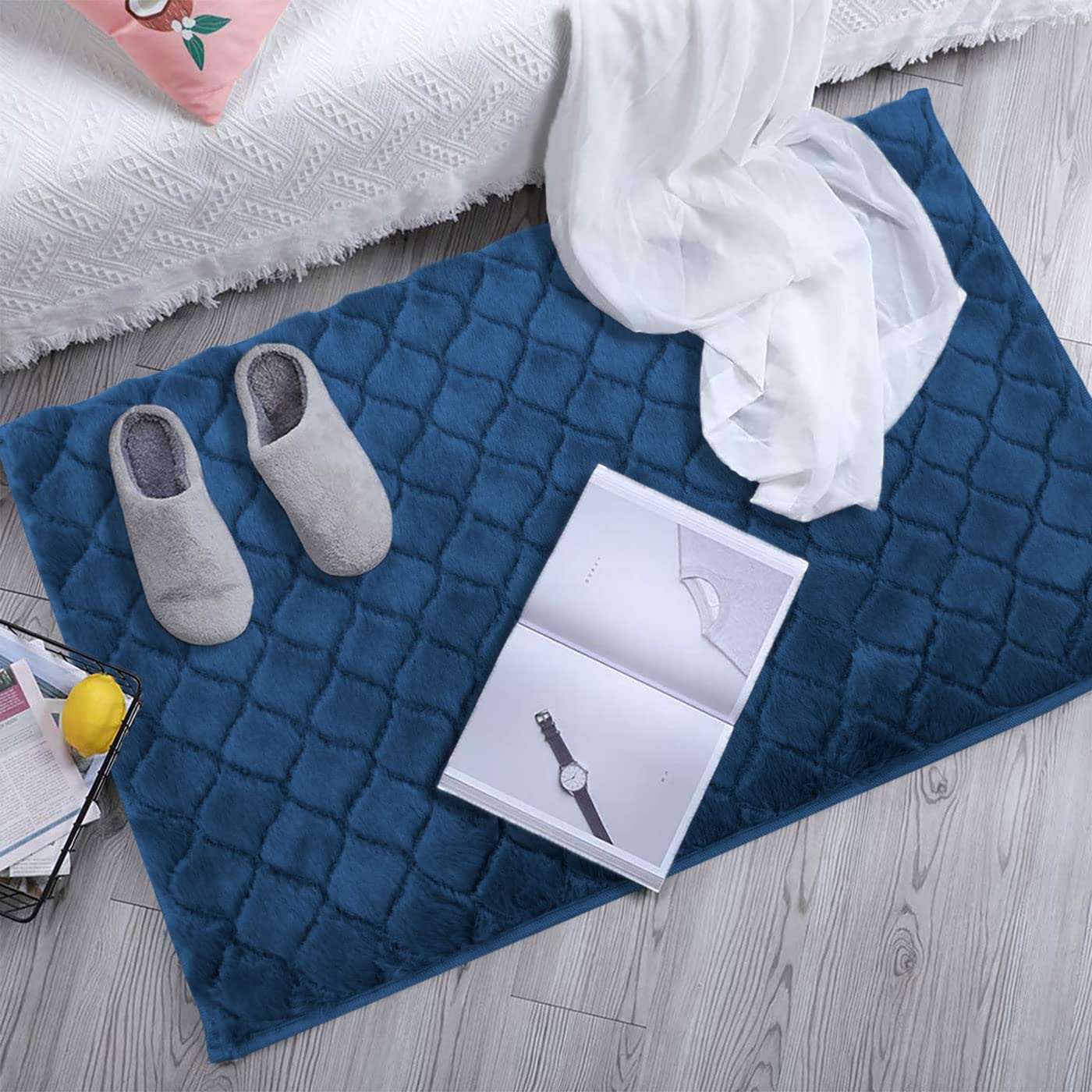 Austria Bath Mat Rabbit Fur 1000 GSM (45 x 75 Cm, Teal)