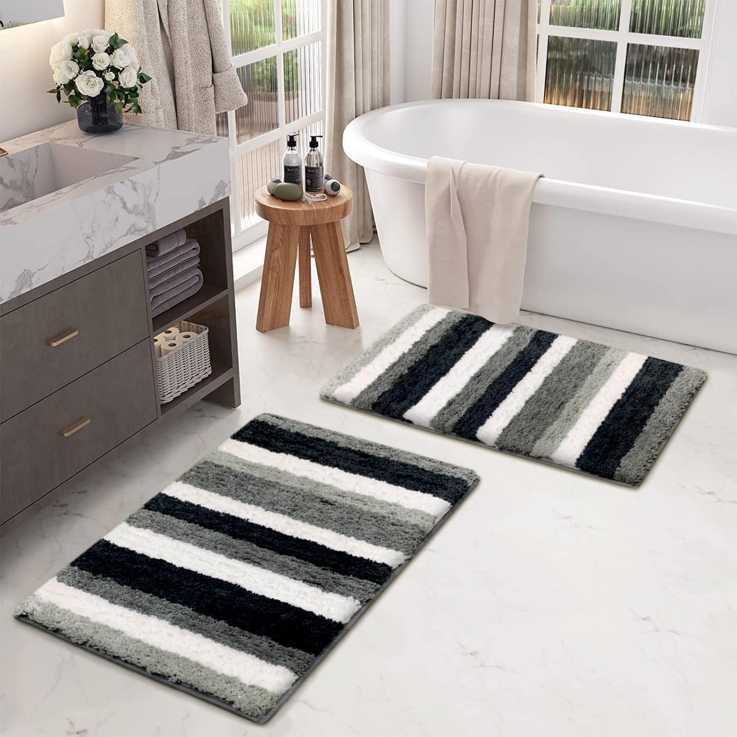 Italia Combo Bath Mat  (40x60 cm, Aqua) Pack of 2