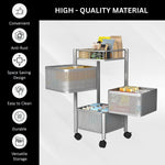 3-Tier Revolving Kitchen Trolley with Wheels (Silver 29x29x65)