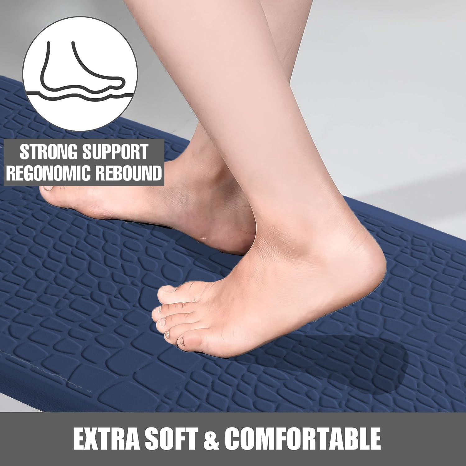 Jersey Texture Anti-Fatigue PVC Door Mat (Teal, 45x75 cm)
