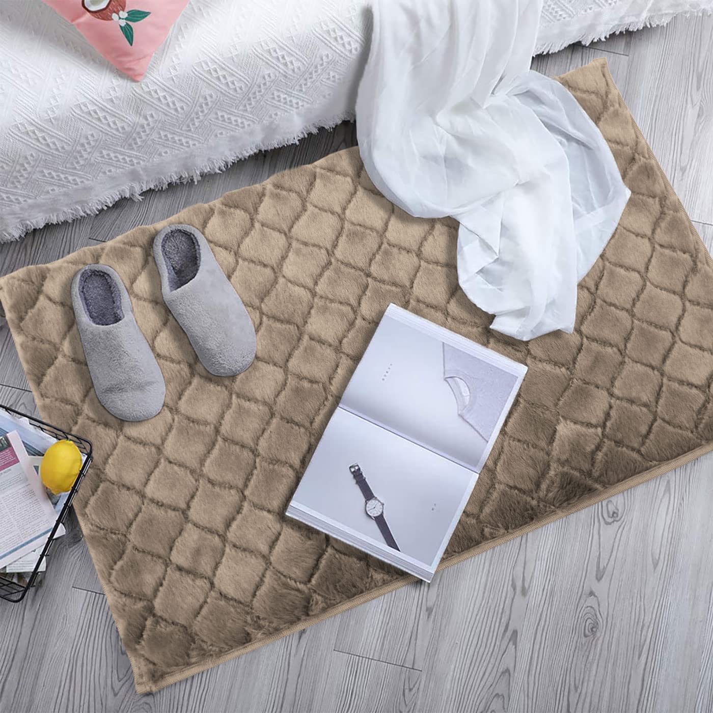 Austria Bath Mat Rabbit Fur 1000 GSM (45 x 75 Cm, Taupe)