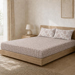 Double Bedsheet with 2 Pillow Covers Premium 240 TC 100% Cotton Feel (  108x108inch , Taupe )