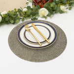LUXE HOME INTERNATIONAL PVC Vinyl Metallic Table Round Placemats for Dining Table Gold, Heat Resistant & Waterproof | Easy to Clean Decorative Dining Mats - (Set of 4) STP001-JPE