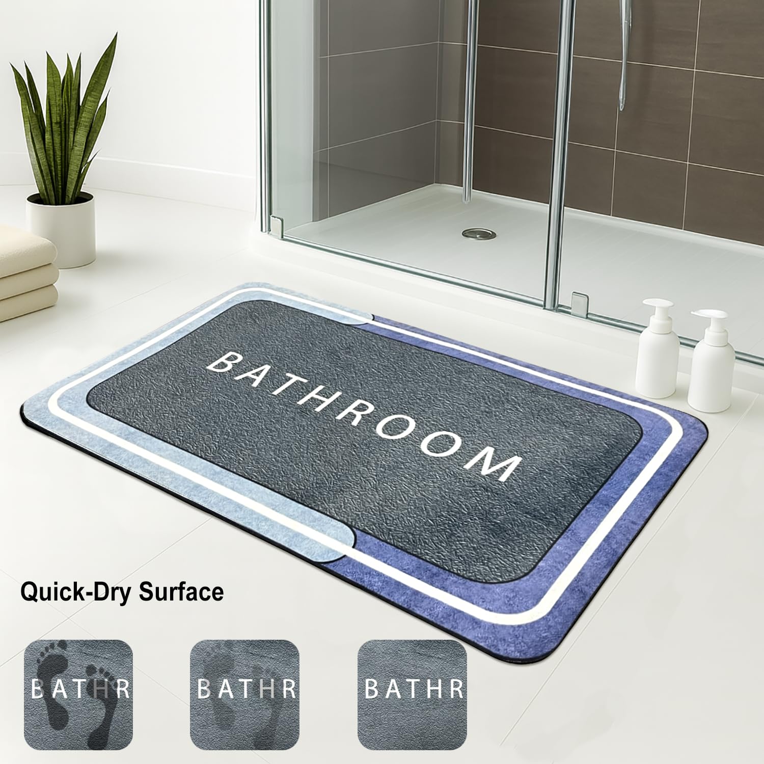 Rubber Doormat Anti Slip (Bathroom Design ,35x58 cm)