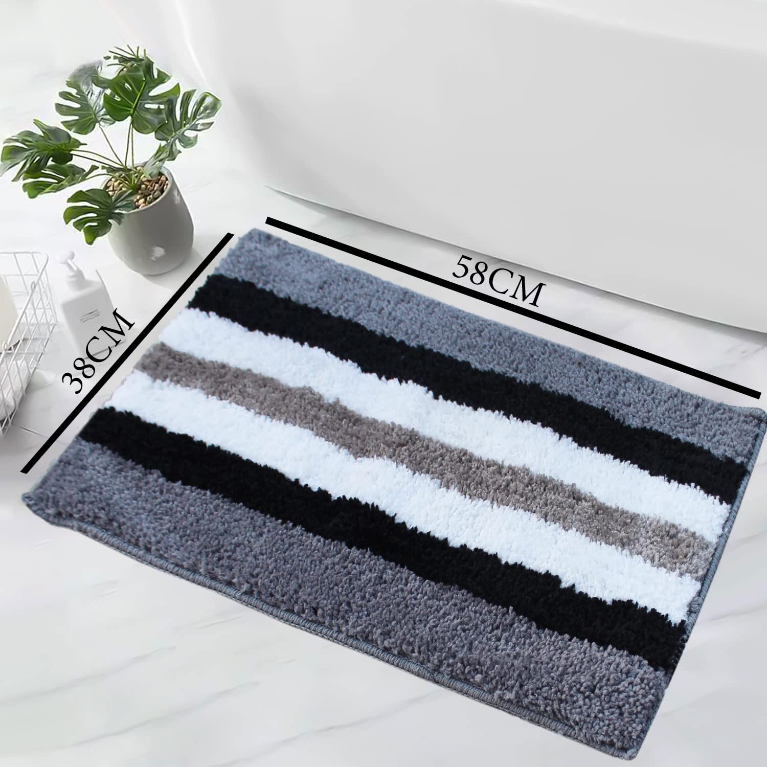 Bath Mat 1600 GSM Super Soft (38x58 cm , Grey)