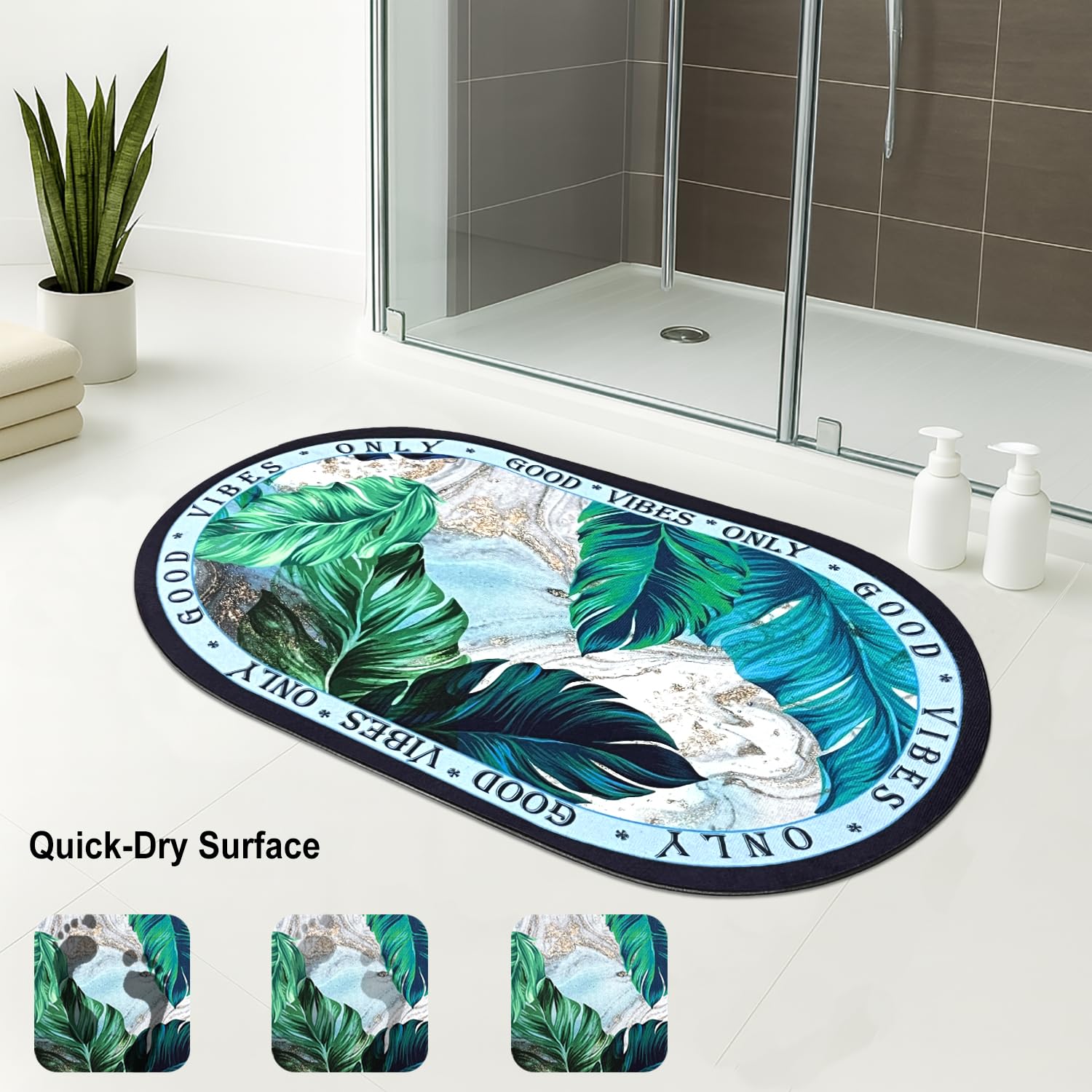 Rubber Doormat Anti Slip (Good Vibes Design ,35x58 cm)