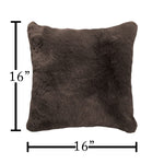 Cushion Cover One Side Rabbit Fur Pack of 2 (16 x 16 inch,Chocolate)