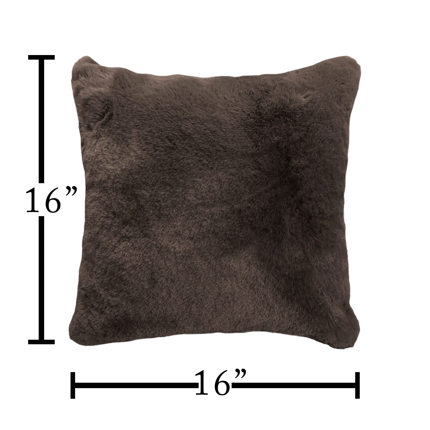 Cushion Cover One Side Rabbit Fur Pack of 2 (16 x 16 inch,Chocolate)