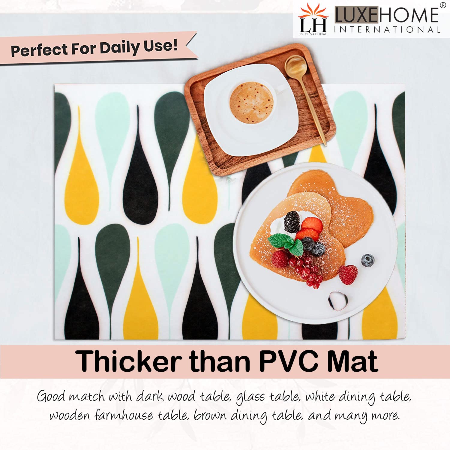 Placemat/Utensil Mat for HomeSet of 4 Piece (Drop_30x45 Cm)