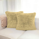 Shaggy Throw Pillow Covers Pack of 2 (16x16 Inches, Gold)