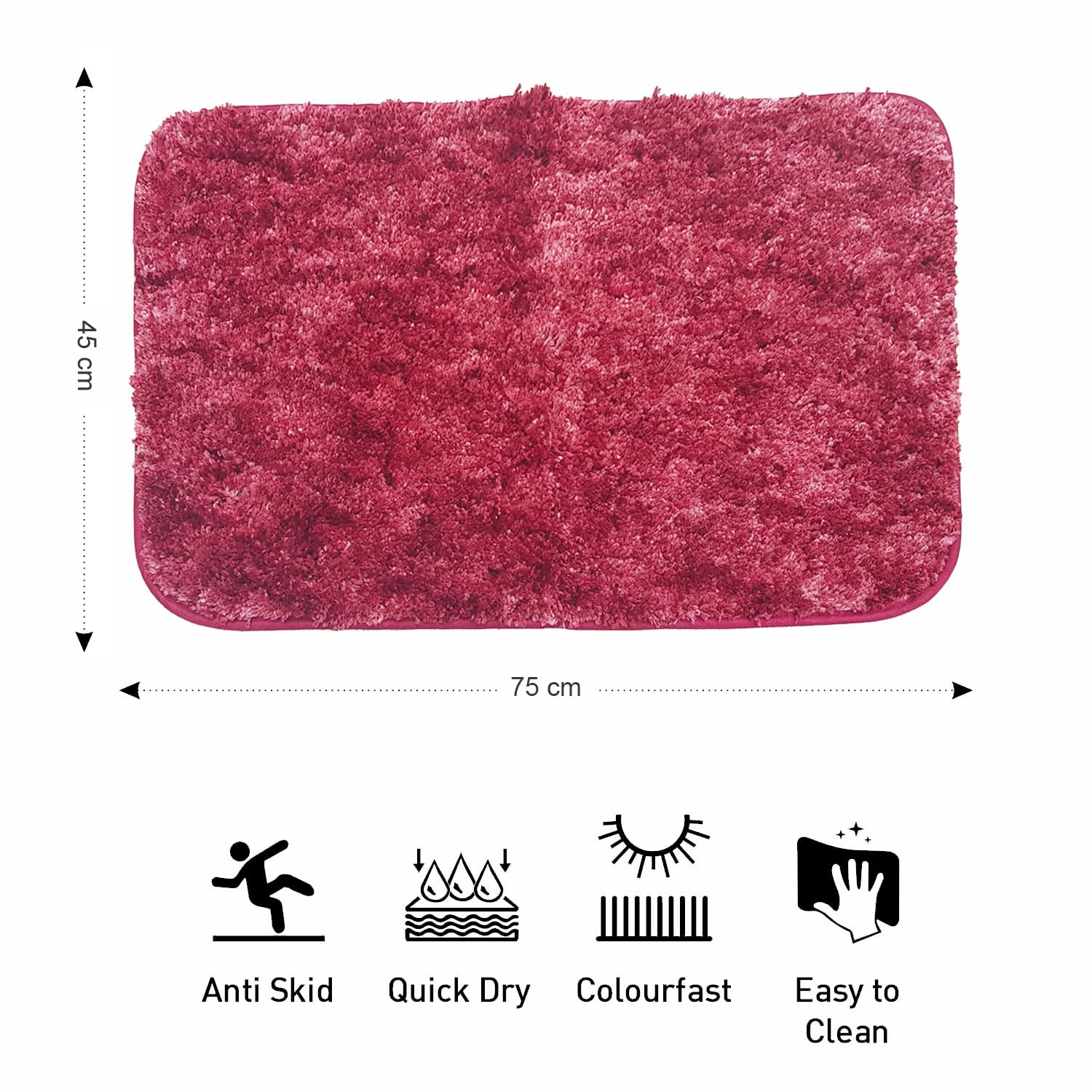 Hawaii Bath mat Anti Skid (Pastel Red, 45 x 75 Cm)