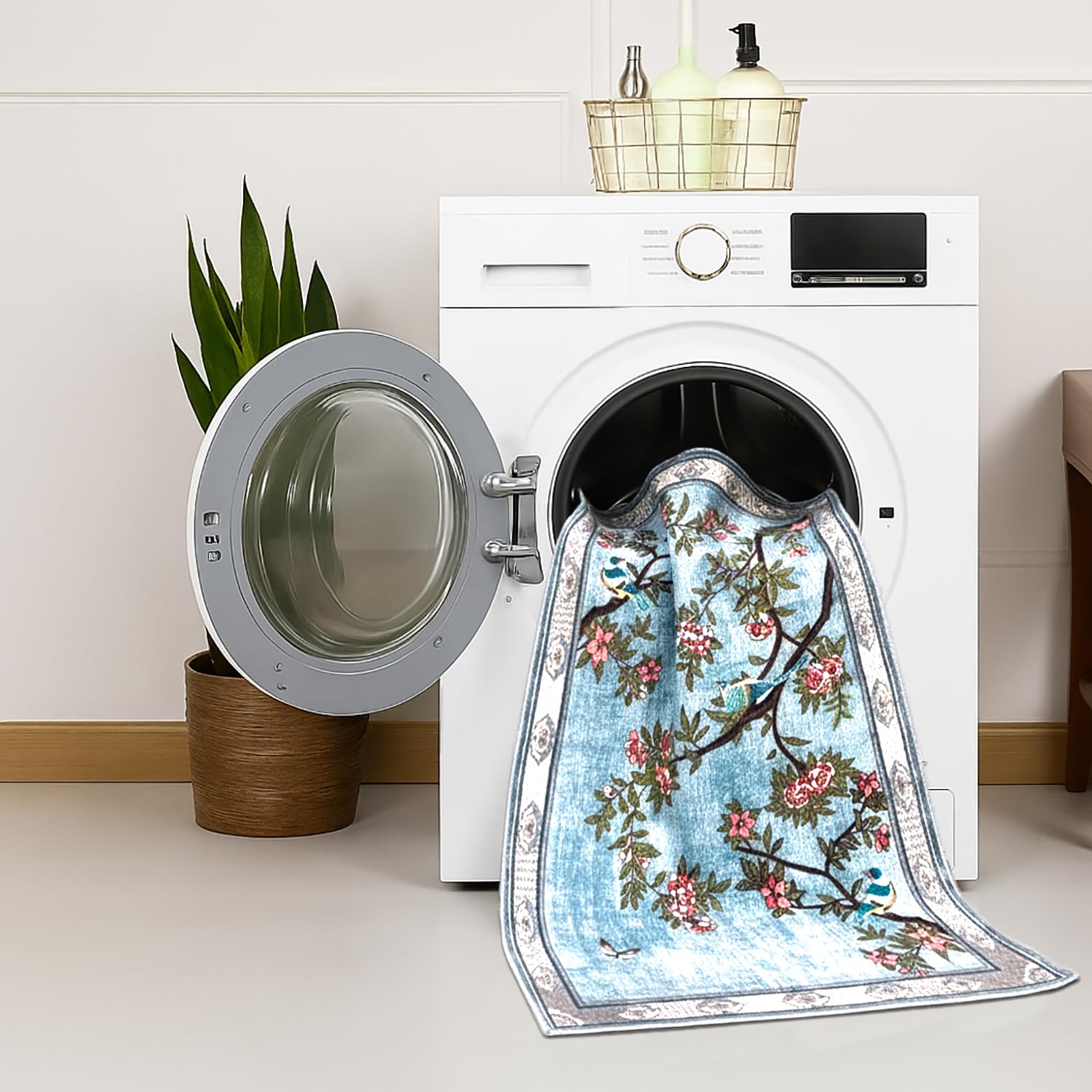 Polyester Printed Handmade Carpet Birds kingdom (3X5 Feet Multicolour)