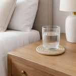 Cotton Braided Coasters Set Of 4 For (10x10cm, Beige)