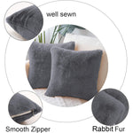 Cushion Cover Duble Side Rabbit Fur Set of 2(16 x 16 inch ,Grey)