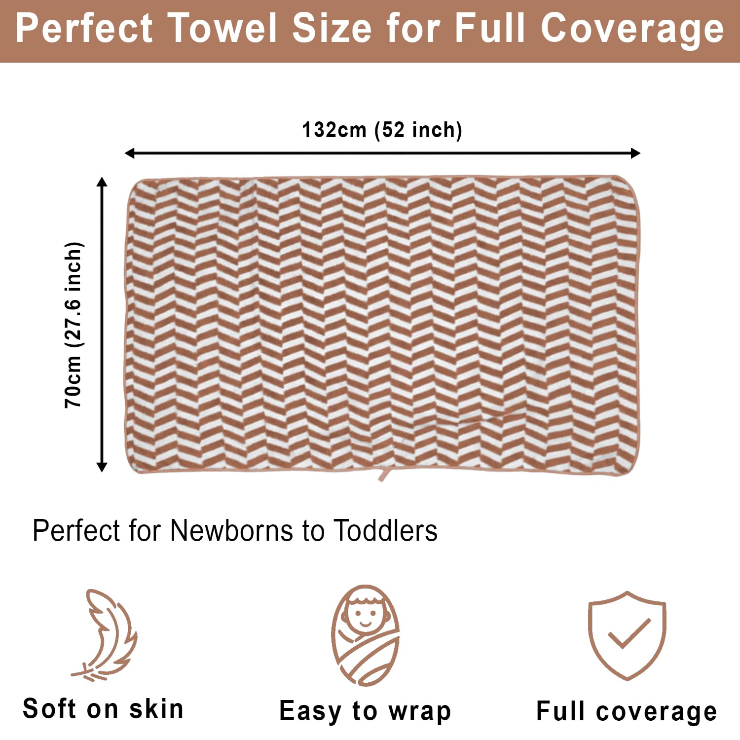 Microfibre Bath Towel for Kids Boys Girls ( 70x132cm , Brown )