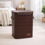 Rectangle Bamboo Laundry Basket for Clothes (Brown, 40x30x50 cm)