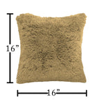 Shaggy Throw Pillow Covers Pack of 2 (16x16 Inches, Anti-Gold)