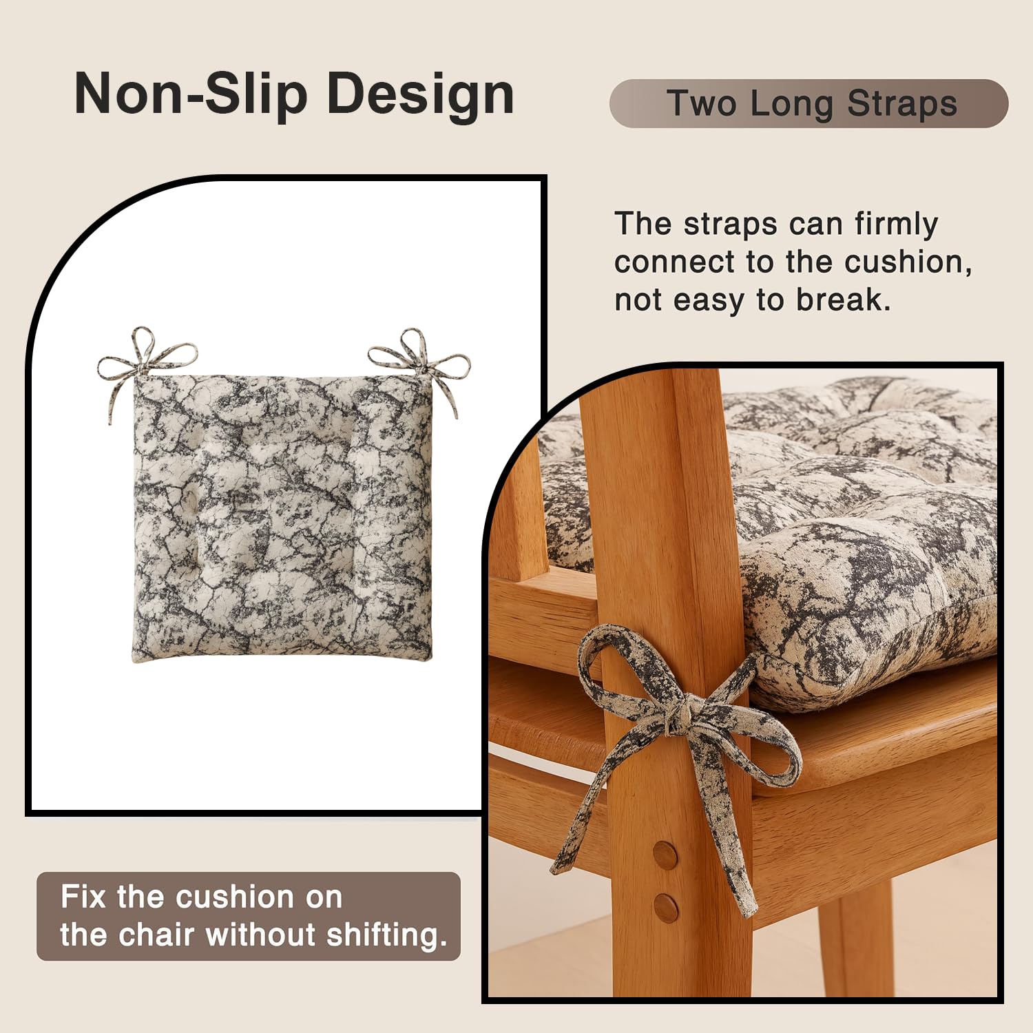 Polyester Chair Cushion Pad, Soft, Comfortable Back Support, Relaxing Backrest Pillow Cushions with Ties for Home, Office, Livingroom - (18x18 Inch, White) Pack of 2