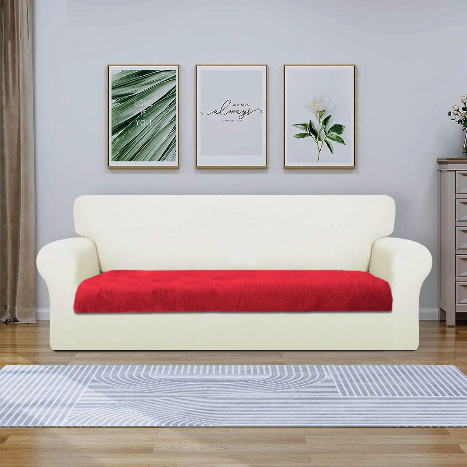 Rabbit Fur Sofa Cover 3 Seater (Maroon, 68x183 cm)