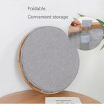 Large Round Fabric Storage Basket with Bamboo Handles (45L x 45W x 50H cm ,Grey )