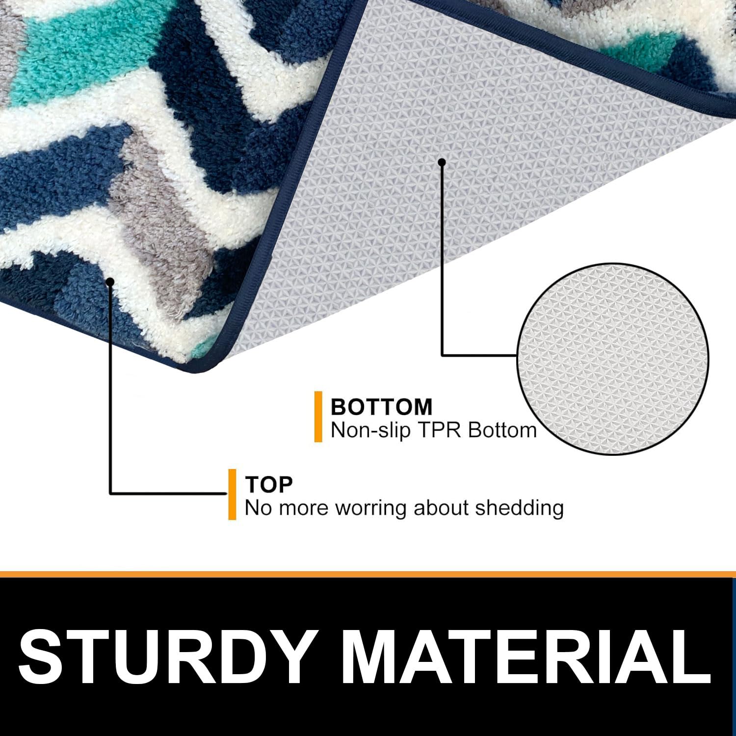Macau ZigZag Bath Mat (40x60 cm,Blue)