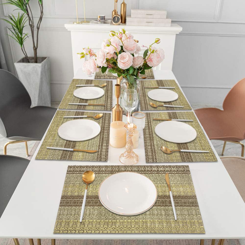 Zigzag Design Placemat for Dining Table Set of 6(30x45 CM Brown)