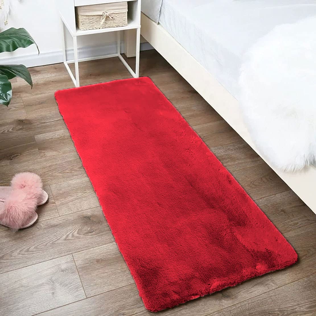 Rabbit Fur Soild RunnerSuper Soft (Maroon, 2x5 Feet)