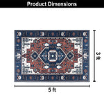 Polyester Printed Handmade Carpet Traditional (3X5 Feet Multicolour)