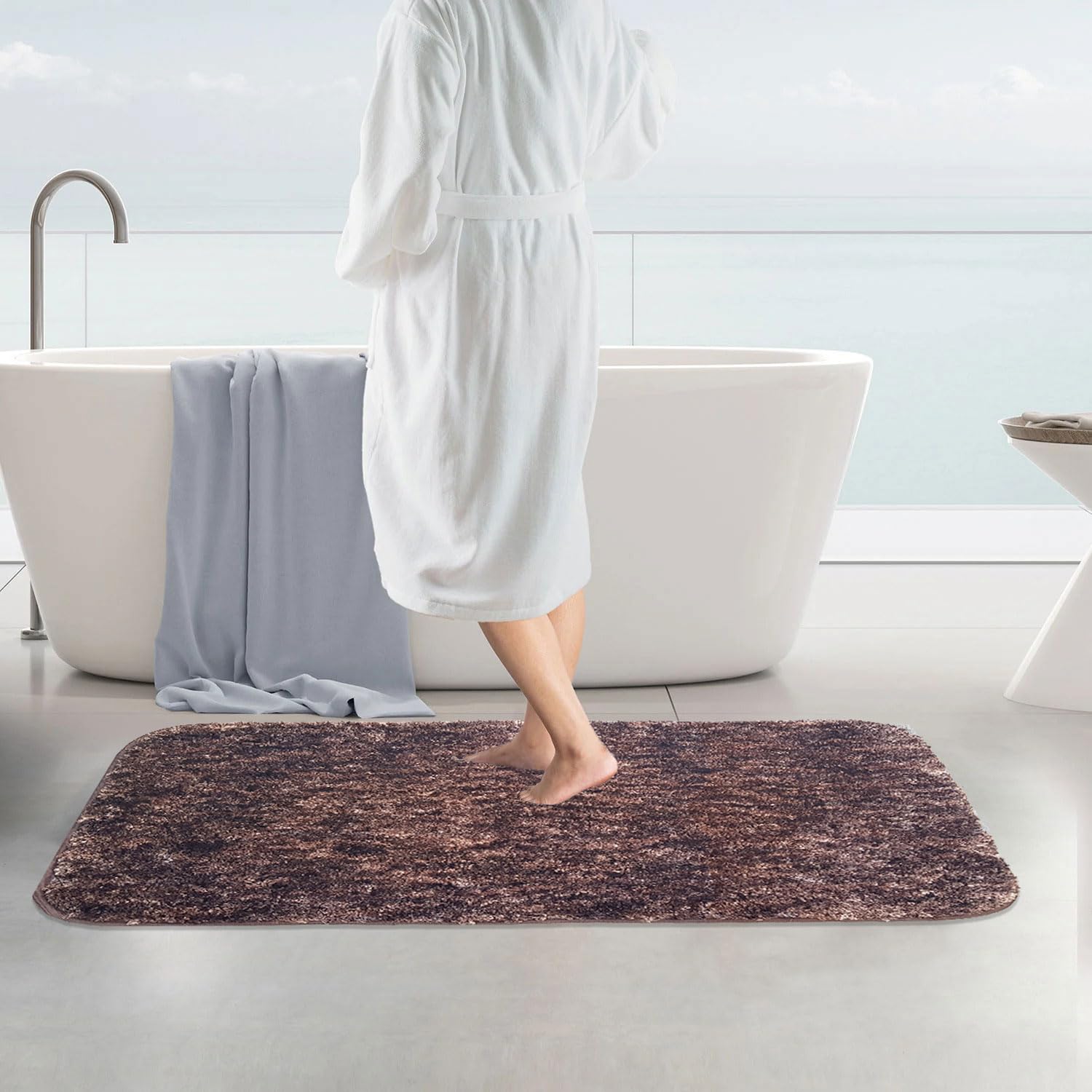Hawaii Bath mat Anti Skid (Cocoa, 60 x 90 Cm)