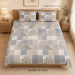 Double Bedsheet with 2 Pillow Covers 220 TC 100% Cotton Feel ( King Size Grey 90x100 inch )