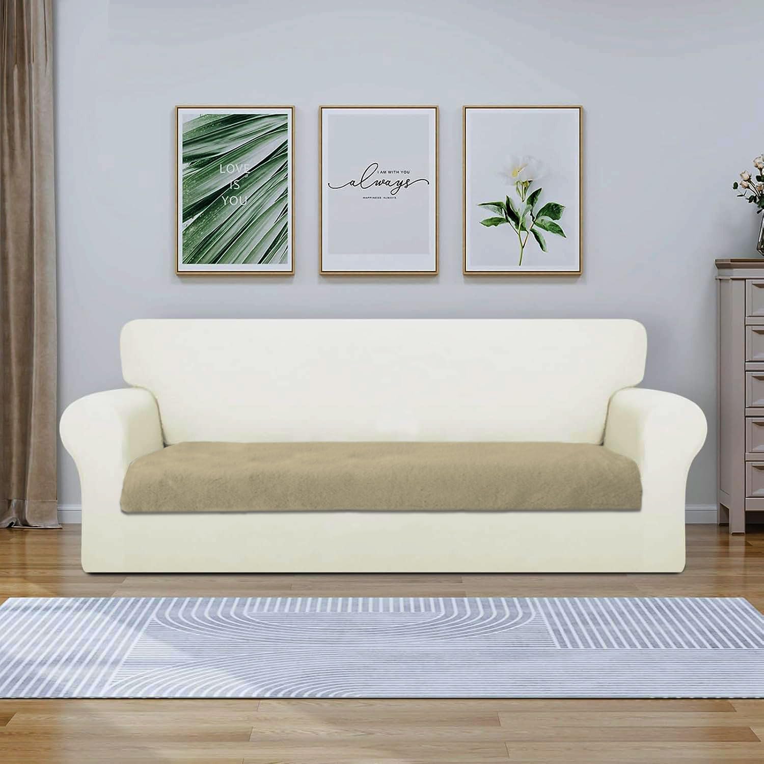 Rabbit Fur Sofa Cover 3 Seater (Gold, 68x183 cm)