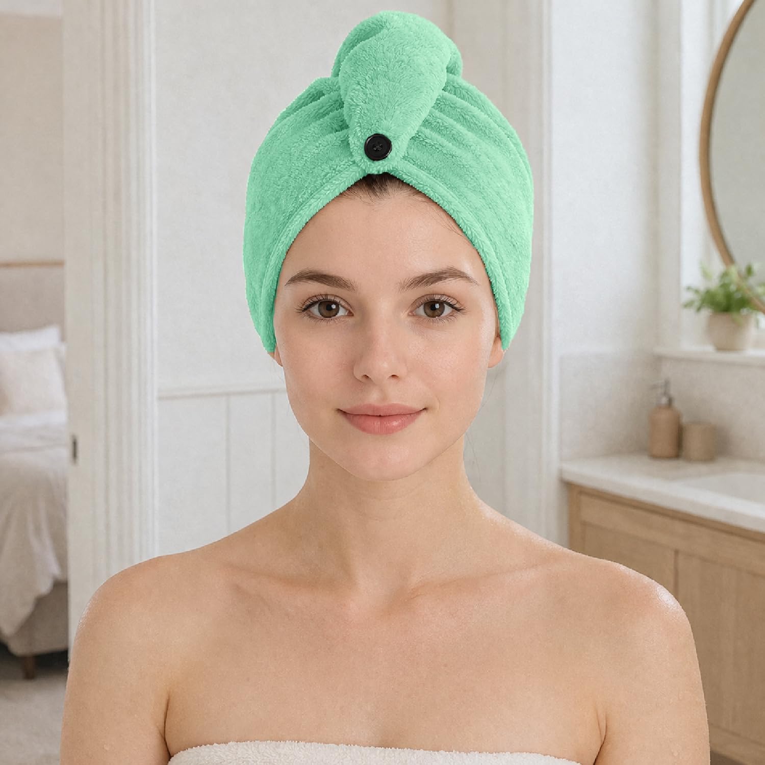 Microfibre Hair Towel Wrap for Women and Men ( 23x63.5 cm, Green )