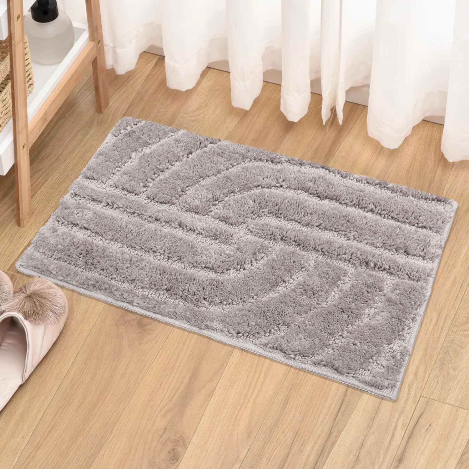Scotland Maze Cut Bath Mat (38x58 cm,Grey)