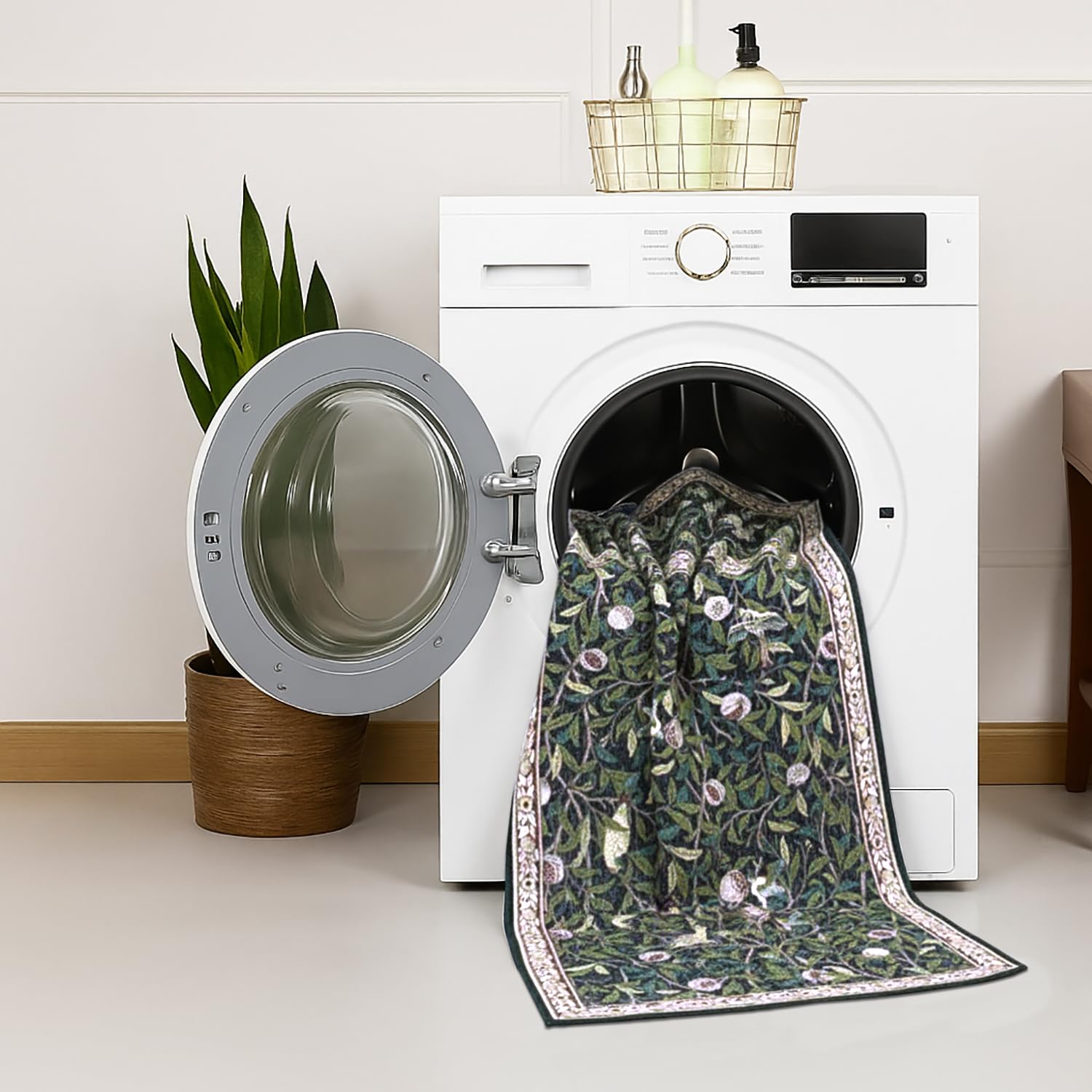 Polyester Printed Handmade Carpet Tropical (3X5 Feet Multicolour)