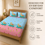 Queen Size Double Bedsheet With 2 Pillow Covers Triangles Pattern ( 90x90 Inch Grey )