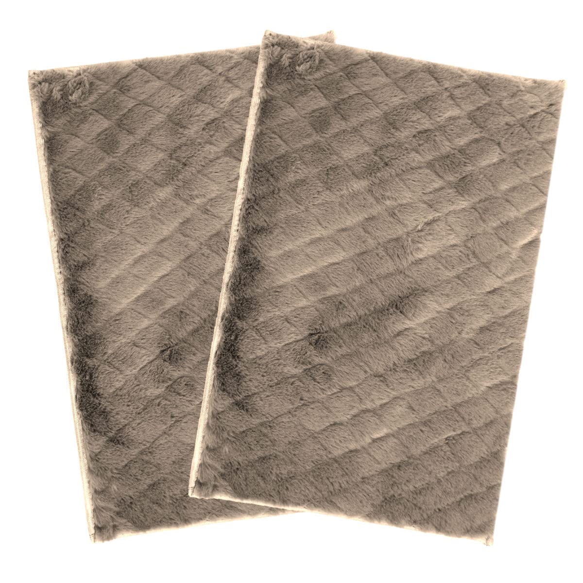 Austria Bath Mat Rabbit Fur 1000 GSM Pack of 2 (40 X 60 Cm, Taupe)