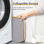 Tall Laundry Hamper with Bamboo Frame  (40L x 30W x 60H cm ,Grey)