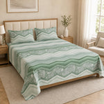 Double Bedsheet with 2 Pillow Covers 220 TC 100% Cotton Feel ( King Size Green 90x100inch )