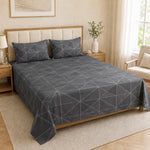Double Bedsheet with 2 Pillow Covers Premium 240 TC 100% Cotton Feel King Size ( Grey 108x108 inch )