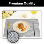 Luxe Home International PVC Vinyl Weave Design Placemat ST880064 – Heat Resistant, Wipe Clean, Anti-Skid Table Mats for Dining Table, Kitchen & Home Decor (30x45 CM Silver Set of 6)