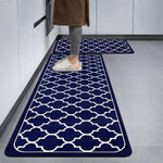 Kitchen Mat Combo Quatrefoil Design (116x36 & 58x36 cm Blue)