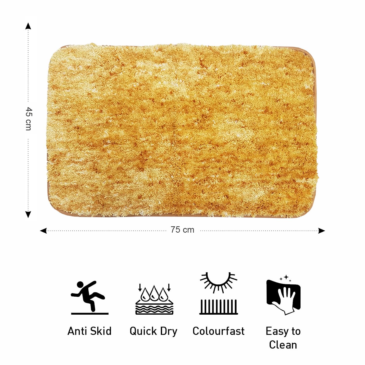 Hawaii Bath mat Anti Skid (Gold, 45 x 75 Cm)