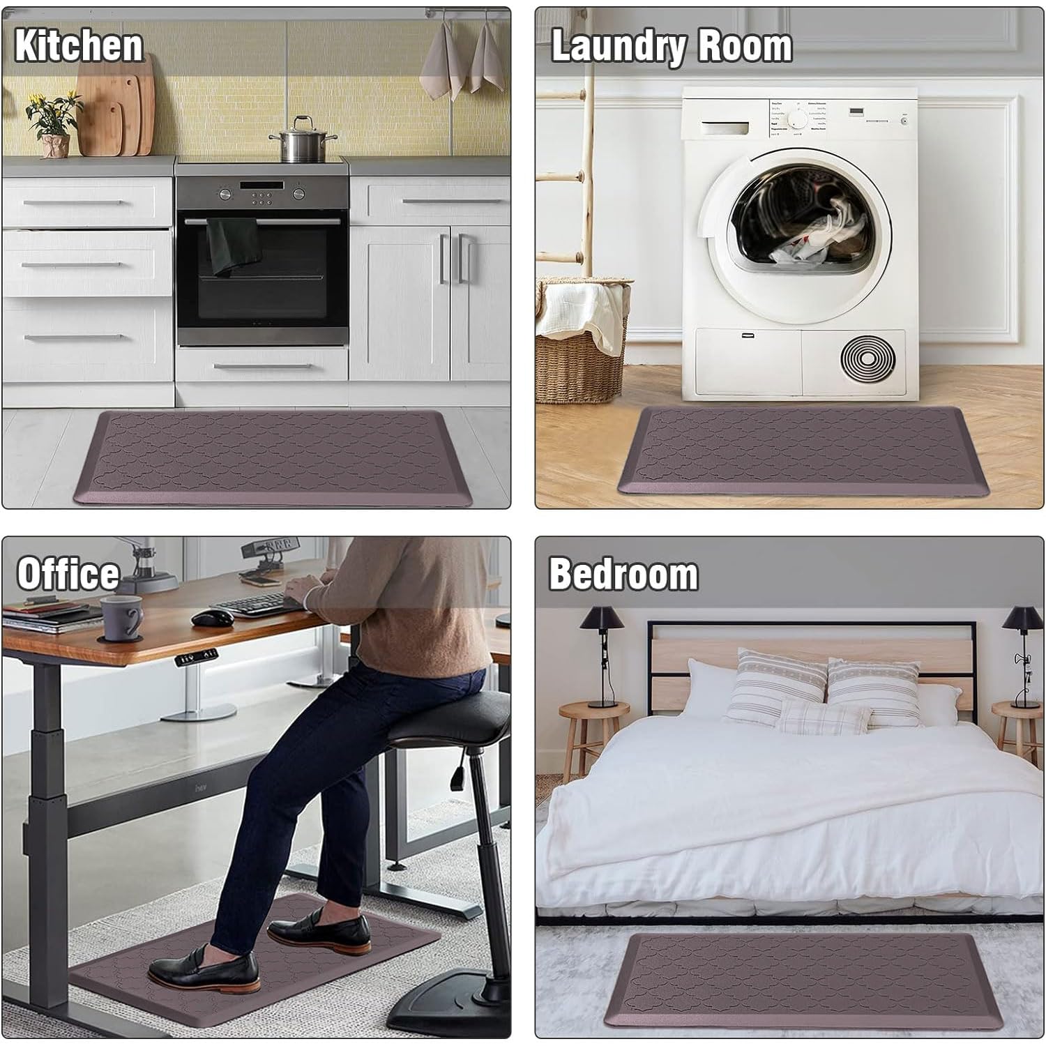Jersey Diamond Anti-Fatigue  Kitchen Mat (45x75 cm,Coffee)